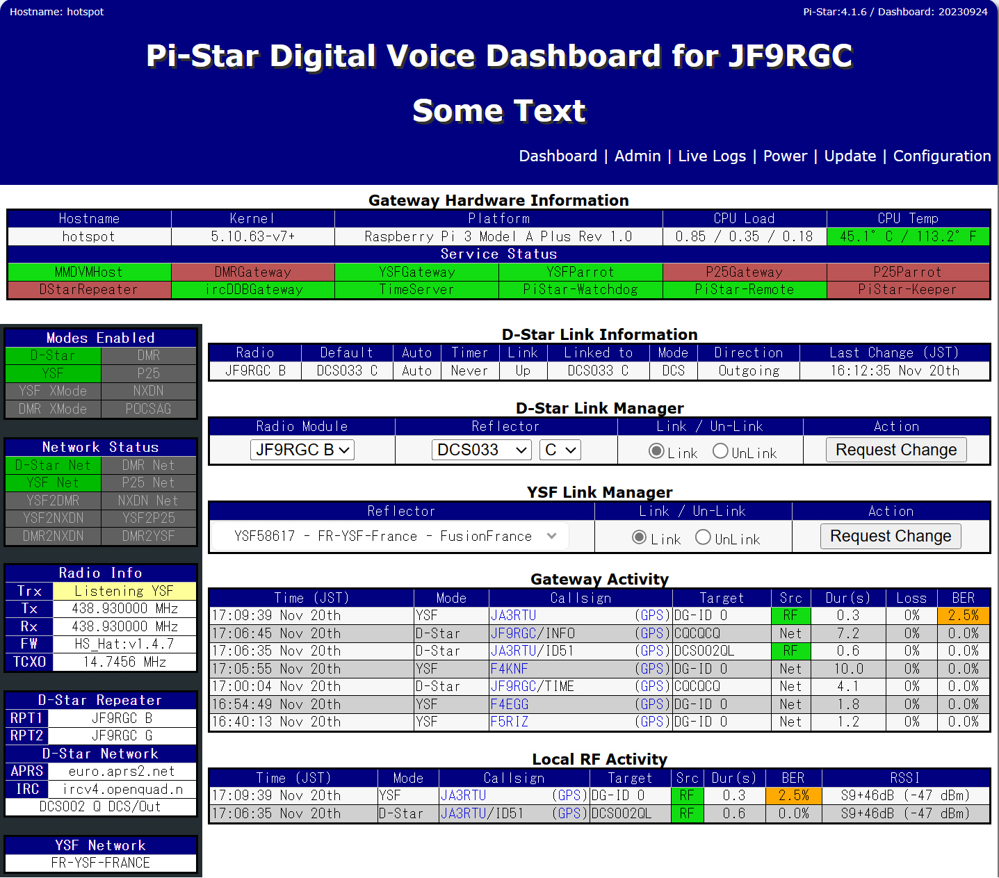 Pi-Star Dashboard